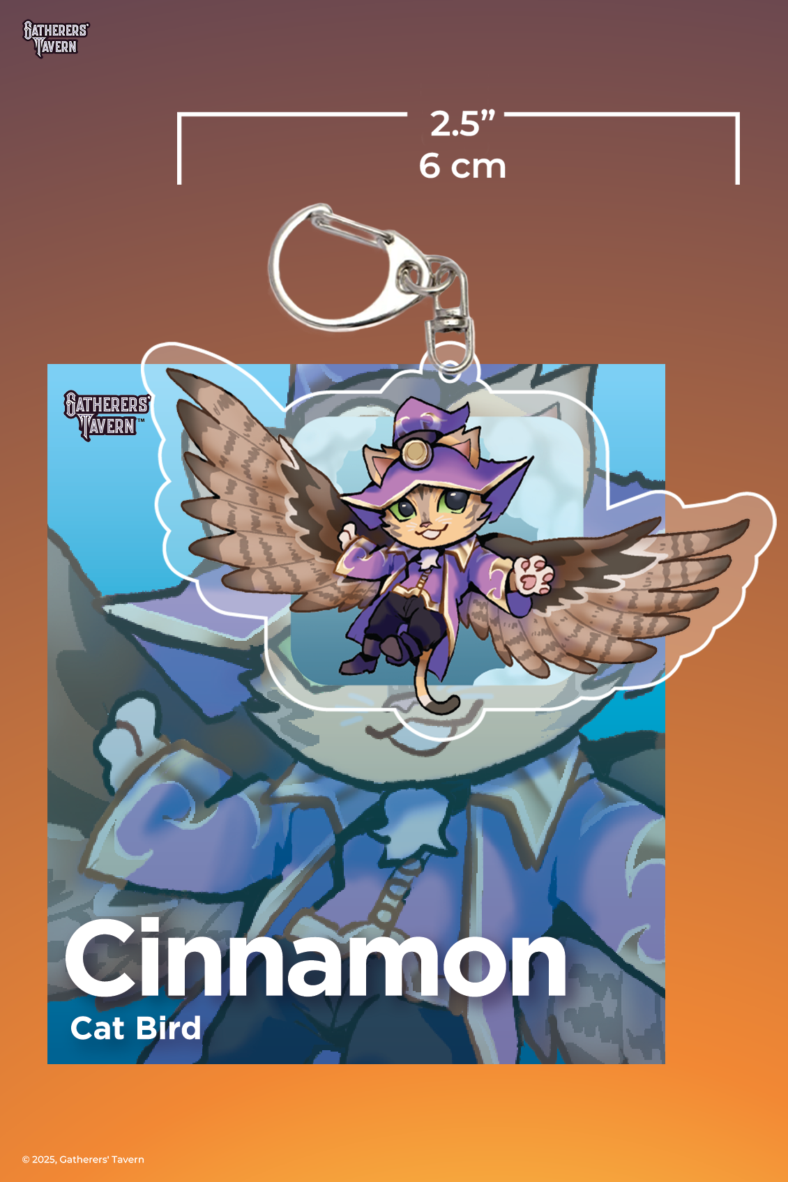 Cat Bird Cinnamon Keychain
