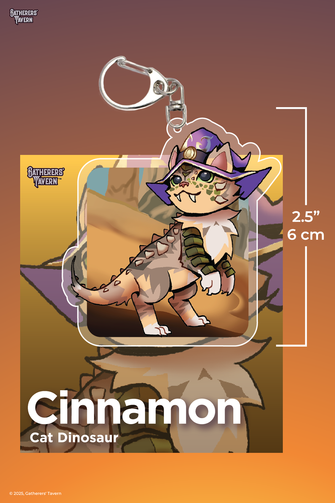 Cat Dinosaur Cinnamon Keychain